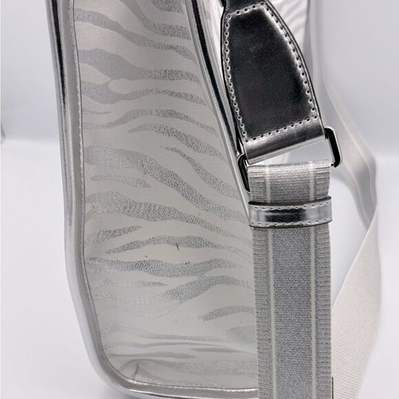 Michael Kors Silver Metallic Gigi Zebra Print Large Grab Tote Bag purse NWT - Picture 12 of 16